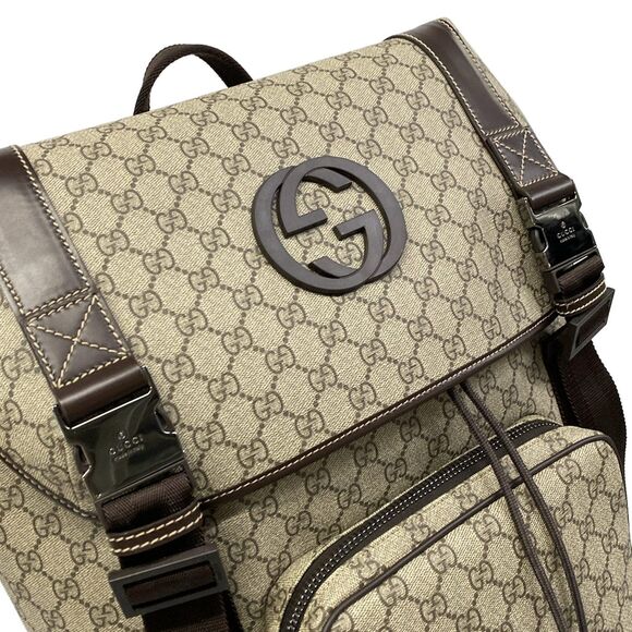Gucci GG Plus GG Supreme/Interlocking G Backpack 246321 Dark Brown Beige PVC main image 6